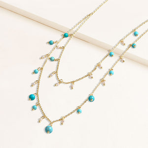 "Sweet Sentiments" Freshwater Pearl or Turquoise Dangles Layering Necklace