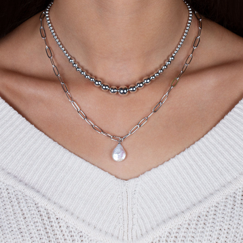 "Bluma" Graduated Highly Polished Bead Necklace