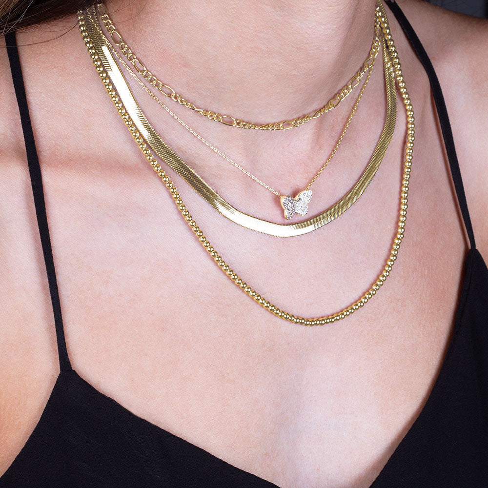 Alice Duo Set of Two Herringbone & Figaro Chain Layering Necklaces - DSF  Jewels