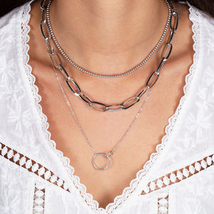 "Julia Duo" Set of Two Long Clip Chain & Polished Beads Layering Necklace