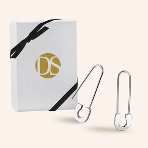 "Elyse" Safety Pin Earrings - Sterling Silver / Gold Vermeil