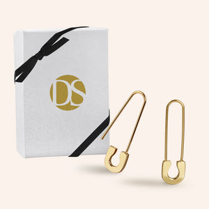 "Elyse" Safety Pin Earrings - Sterling Silver / Gold Vermeil