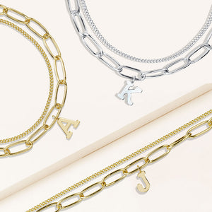 "One in a Million" Clip and Curb Layered Chains Initial Bracelet