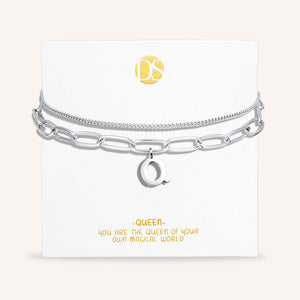 "One in a Million" Clip and Curb Layered Chains Initial Bracelet