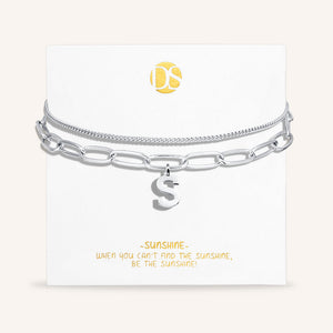 "One in a Million" Clip and Curb Layered Chains Initial Bracelet