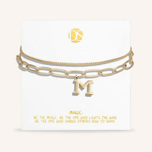 "One in a Million" Clip and Curb Layered Chains Initial Bracelet