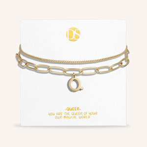 "One in a Million" Clip and Curb Layered Chains Initial Bracelet