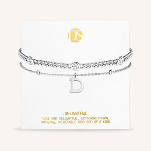 "Say my Name" Curb and Rolo Layered Chains Initial Bracelet