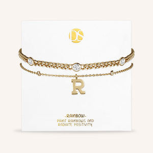 "Say my Name" Curb and Rolo Layered Chains Initial Bracelet