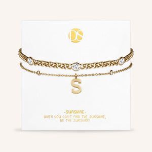 "Say my Name" Curb and Rolo Layered Chains Initial Bracelet