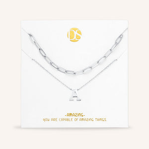 "One in a Million" Set of Two Initial & Clip Chain Layering Necklaces