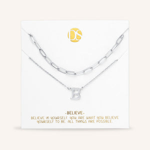 "One in a Million" Set of Two Initial & Clip Chain Layering Necklaces