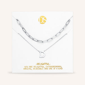 "One in a Million" Set of Two Initial & Clip Chain Layering Necklaces