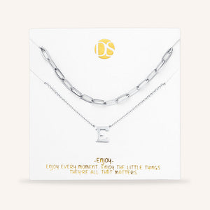 "One in a Million" Set of Two Initial & Clip Chain Layering Necklaces