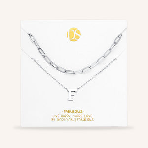 "One in a Million" Set of Two Initial & Clip Chain Layering Necklaces