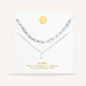 "One in a Million" Set of Two Initial & Clip Chain Layering Necklaces