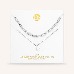 "One in a Million" Set of Two Initial & Clip Chain Layering Necklaces