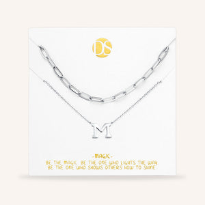 "One in a Million" Set of Two Initial & Clip Chain Layering Necklaces