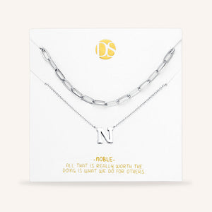 "One in a Million" Set of Two Initial & Clip Chain Layering Necklaces