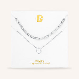 "One in a Million" Set of Two Initial & Clip Chain Layering Necklaces