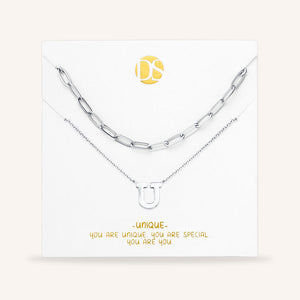 "One in a Million" Set of Two Initial & Clip Chain Layering Necklaces