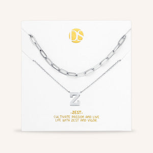 "One in a Million" Set of Two Initial & Clip Chain Layering Necklaces