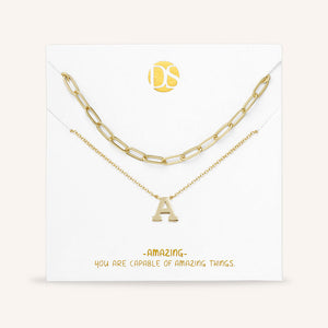 "One in a Million" Set of Two Initial & Clip Chain Layering Necklaces