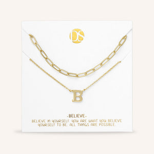 "One in a Million" Set of Two Initial & Clip Chain Layering Necklaces