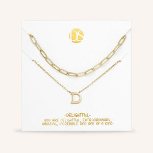 "One in a Million" Set of Two Initial & Clip Chain Layering Necklaces