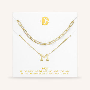 "One in a Million" Set of Two Initial & Clip Chain Layering Necklaces