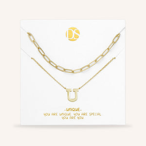 "One in a Million" Set of Two Initial & Clip Chain Layering Necklaces