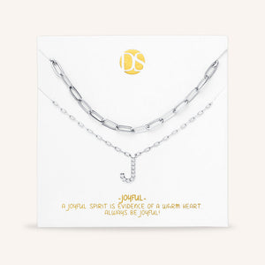 "My Own Sparkle" Set of Two Pave Initial & Clip Chain Layering Necklaces