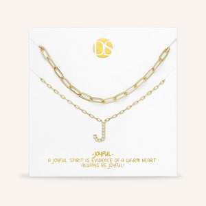 "My Own Sparkle" Set of Two Pave Initial & Clip Chain Layering Necklaces