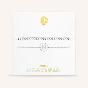 "One and Only" Set of Two Initial Disc & Stretch Polished Beads Layering Bracelets