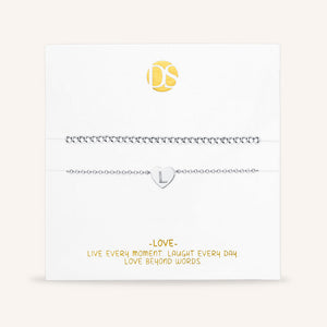 "Love Letter" Set of Two Initial Charm & Polished Beads Layering Anklets