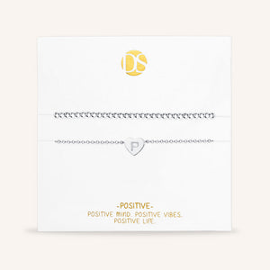 "Love Letter" Set of Two Initial Charm & Polished Beads Layering Anklets