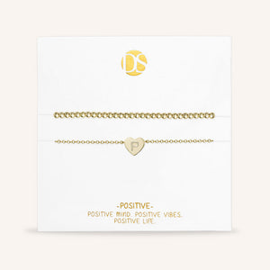 "Love Letter" Set of Two Initial Charm & Polished Beads Layering Anklets