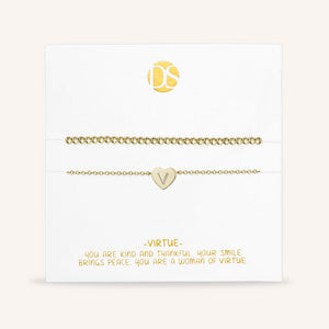 "Love Letter" Set of Two Initial Charm & Polished Beads Layering Anklets