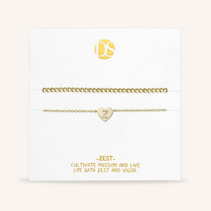 "Love Letter" Set of Two Initial Charm & Polished Beads Layering Anklets