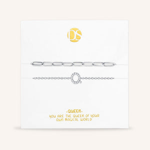 "My Own Sparkle" Set of Two Pave Initial & Clip Chain Layering Anklets