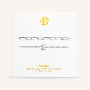 "My Own Sparkle" Set of Two Pave Initial & Clip Chain Layering Anklets