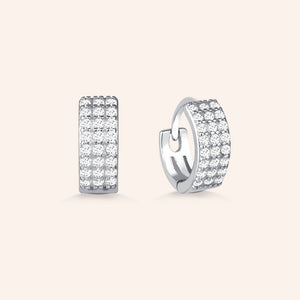 "Amour" Sterling Silver 1.8CTW Pave Mini Huggie Earrings