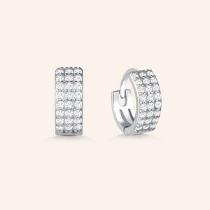 "Amour" Sterling Silver 1.8CTW Pave Mini Huggie Earrings