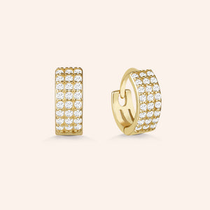 "Amour" Sterling Silver 1.8CTW Pave Mini Huggie Earrings