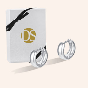"Fiona" Sterling Silver High Polished Round Tube Huggie Earrings