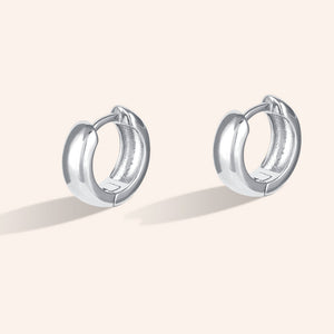 "Fiona" Sterling Silver High Polished Round Tube Huggie Earrings