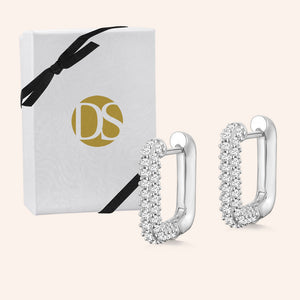 "Live the Moment" 1.8CTW Pave Elongated Oval Huggie Earrings