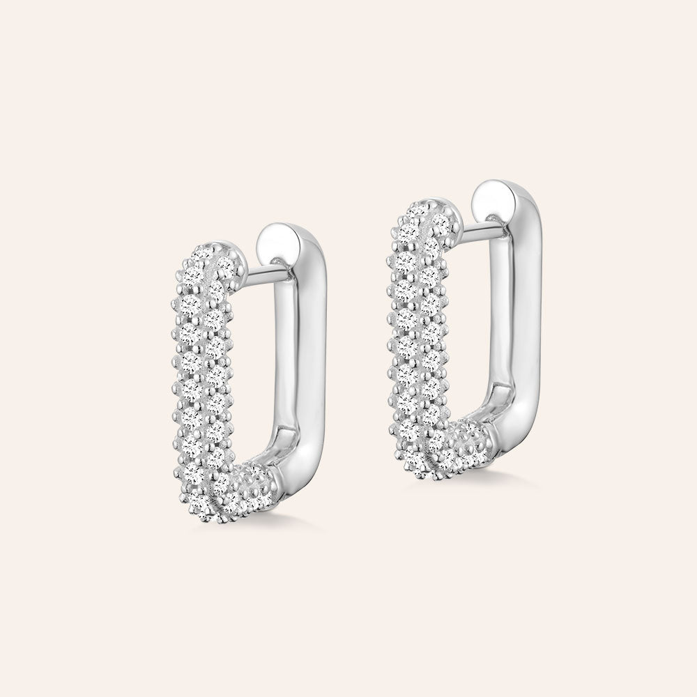 "Live the Moment" 1.8CTW Pave Elongated Oval Huggie Earrings