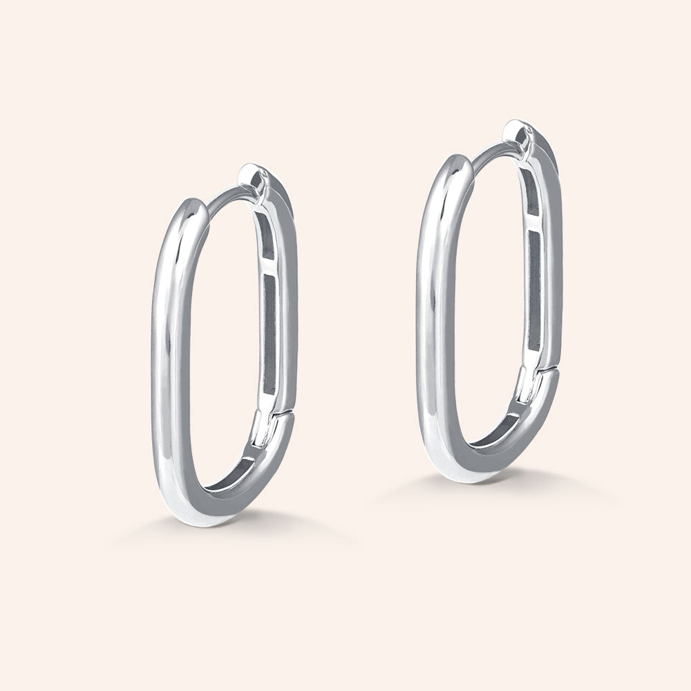 "Miranda" High Polished Elongated Oval Tube Huggie Earrings
