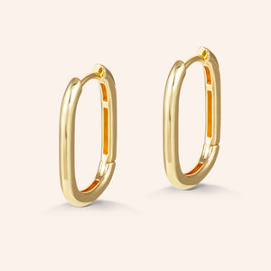 "Miranda" High Polished Elongated Oval Tube Huggie Earrings